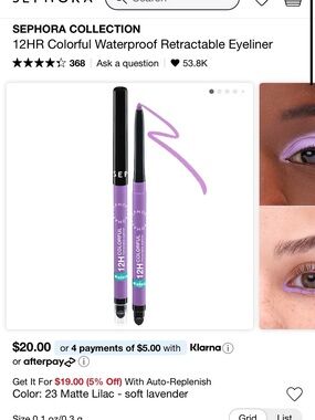 Sephora Collection 12HR Waterproof Retractable Eyeliner — Matte Lilac